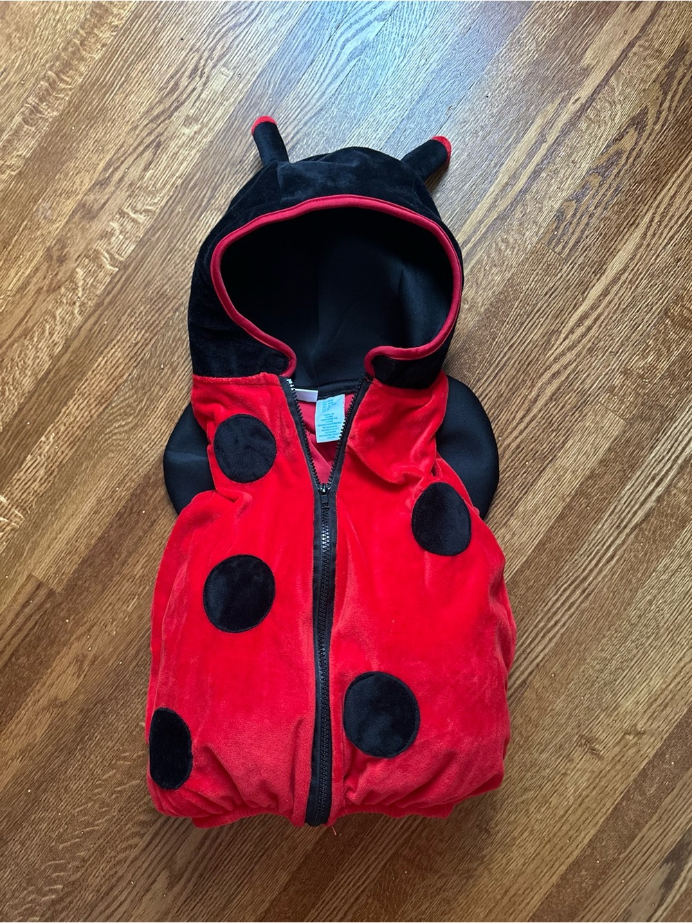 Adorable 24 mo Red and Black Ladybug Hoodie Costume - Zip Front